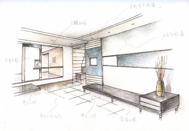 第一张彩铅作品-蓝山的设计师家园-住宅公寓