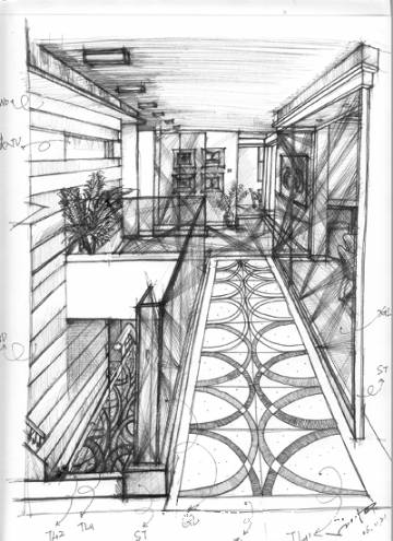 办公空间楼梯走道透视图-白杨的设计师家园-其他