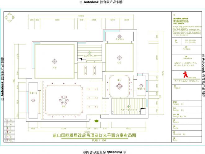 蓝山国际雅居改后吊顶及灯光平面方案布局图
