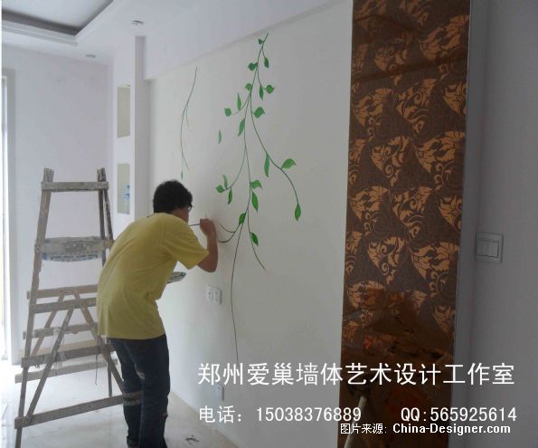 墙绘郑州墙绘 手绘墙藤蔓1