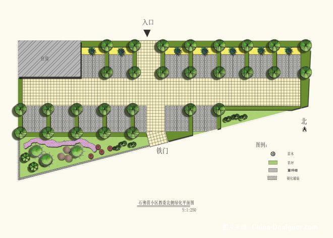 教委北侧停车场绿化设计平面图