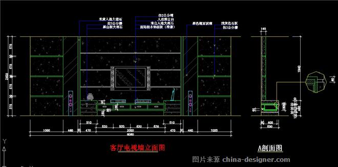 客厅电视墙立面图(2)