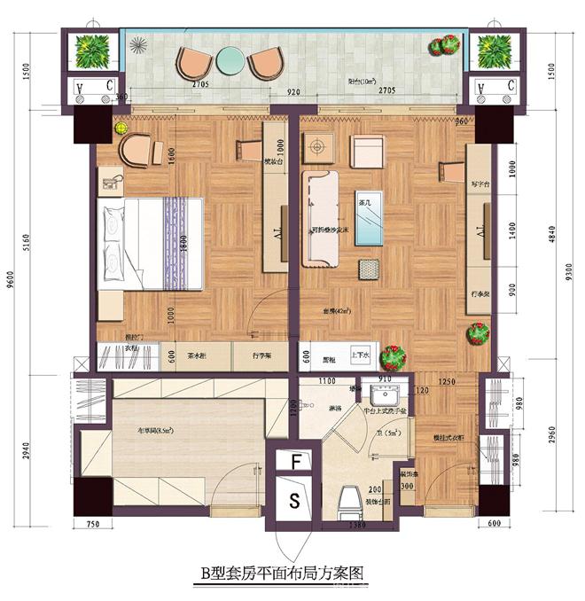 9b型套房平面布局图