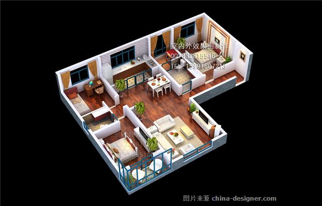 西安3d户型图渲染|户型俯视效果图制作-西安效果图制作的设计师家园