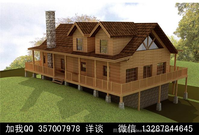 木结构别墅木屋设计案例效果图-室内设计师93的设计师家园-木屋 连栋