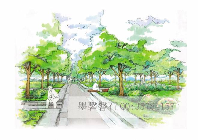 树阵广场局部效果图 副本-徐墨的设计师家园-手绘