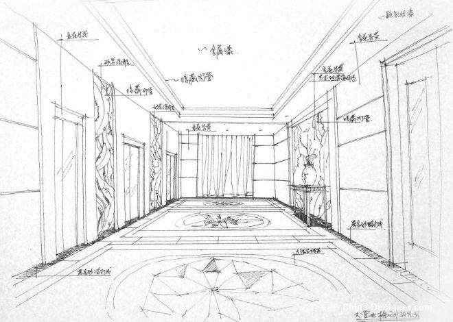 大堂电梯间方案图-欧工的设计师家园-奢华