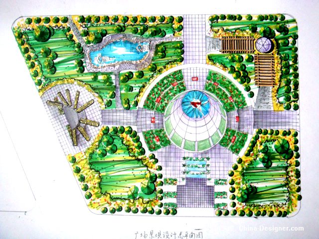广场景观小品12-周锐的设计师家园-广场景观平面手绘效果图