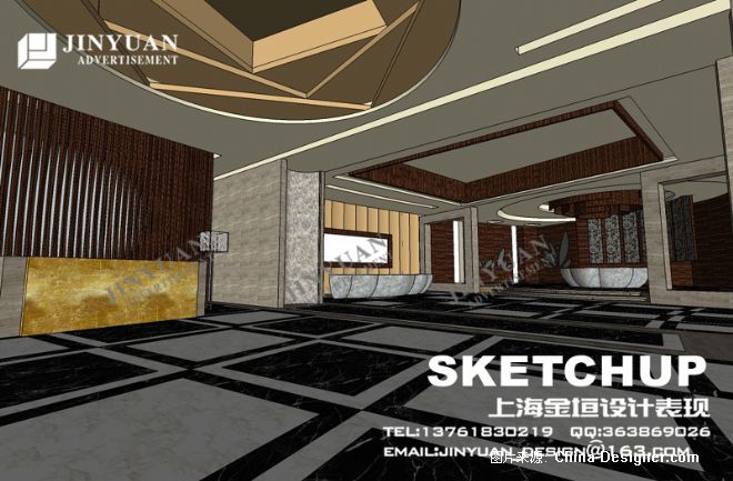 sketchup概念图-售楼大厅-上海金垣效果图公司的设计师家园-大堂,售楼