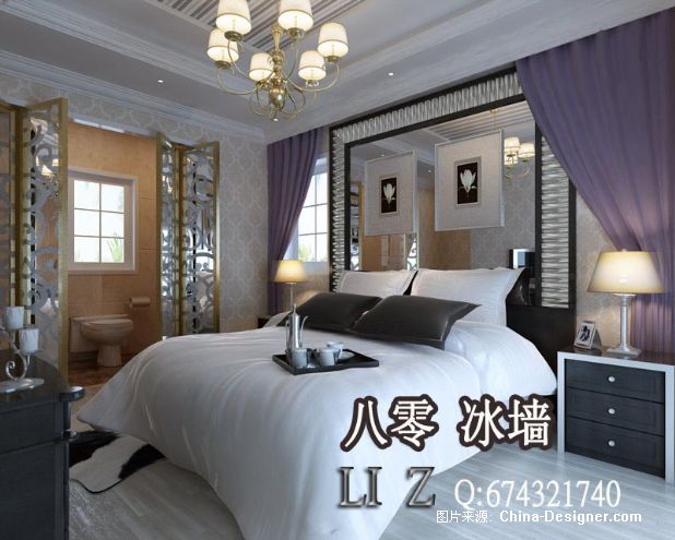 现代简欧式室内效果图客厅80冰墙室内设计81-李震的设计师家园-5-10万