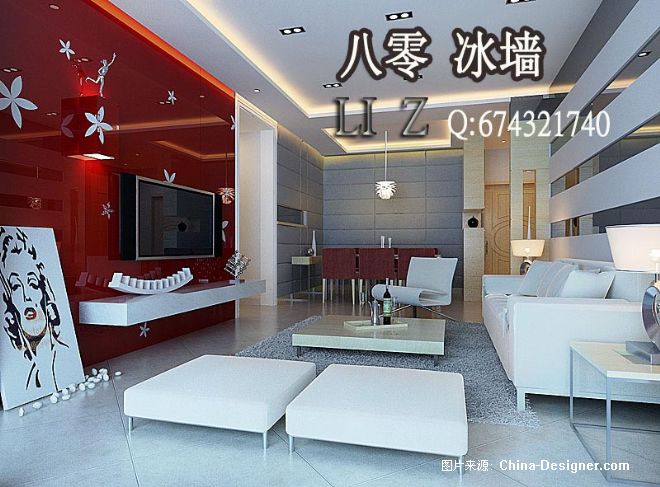 现代简欧式室内效果图客厅80冰墙室内设计16-李震的设计师家园-10-20
