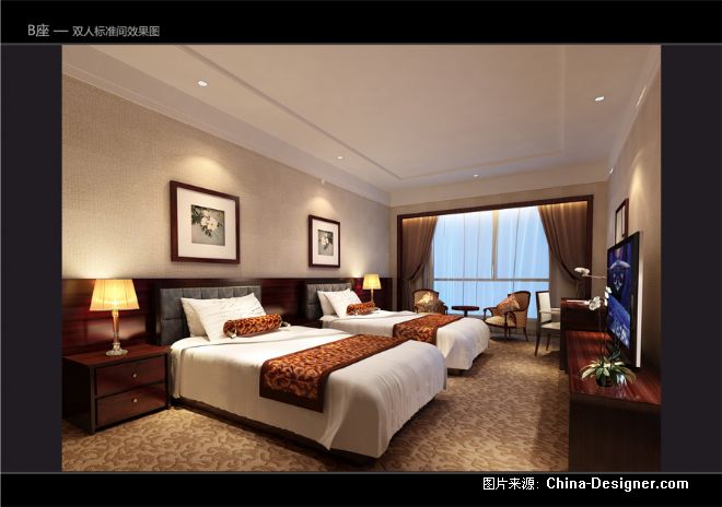 050b客房双人标准间效果图ppt-莱依的设计师家园-卧室,黄色,现代