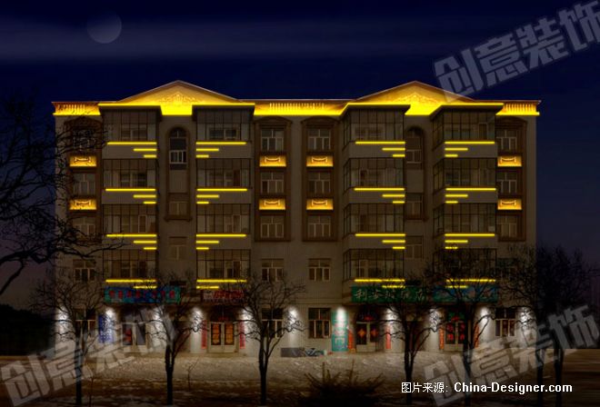 850农行居民楼亮化效果图-哈尔滨创意装饰有限公司的设计师家园-亮化