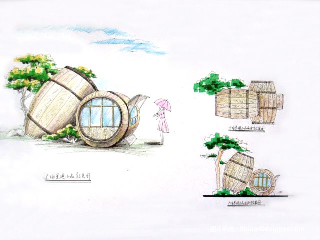 广场景观小品7-周锐的设计师家园-广场景观小品手绘效果图